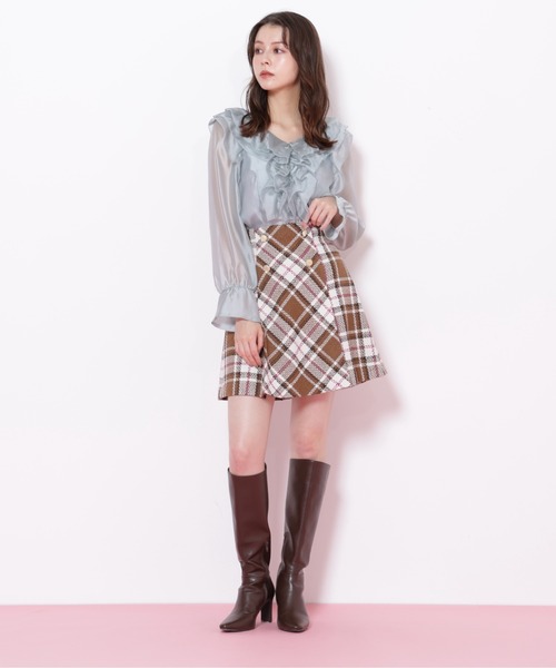 JILL by JILL STUART（ジルバイジルスチュアート）の「◇ループヤーンチェックミニスカート（スカート・レディース・イエロー系その他/ブラウン系その他/ブラック系その他・SMALL/MEDIUM）」の16枚目の写真