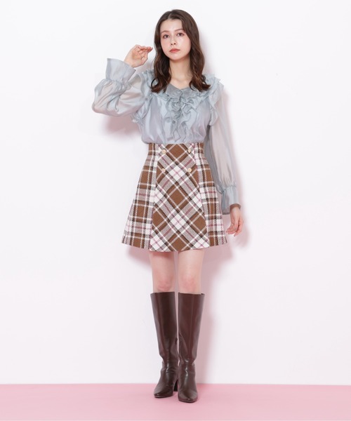 JILL by JILL STUART（ジルバイジルスチュアート）の「◇ループヤーンチェックミニスカート（スカート・レディース・イエロー系その他/ブラウン系その他/ブラック系その他・SMALL/MEDIUM）」の17枚目の写真