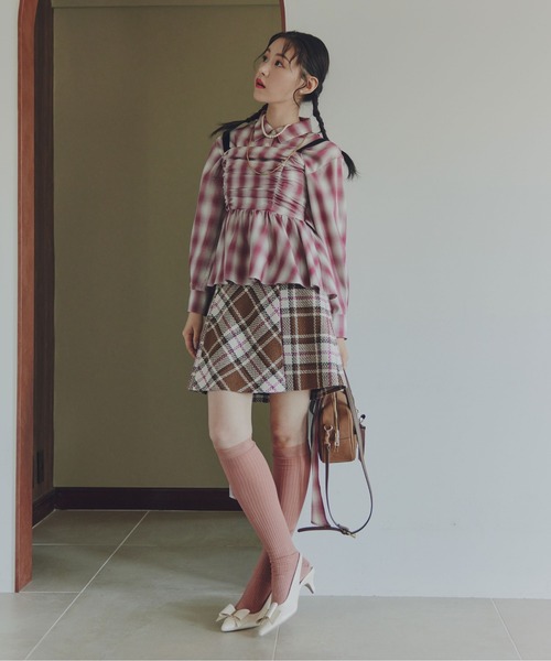 JILL by JILL STUART（ジルバイジルスチュアート）の「◇ループヤーンチェックミニスカート（スカート・レディース・イエロー系その他/ブラウン系その他/ブラック系その他・SMALL/MEDIUM）」の20枚目の写真