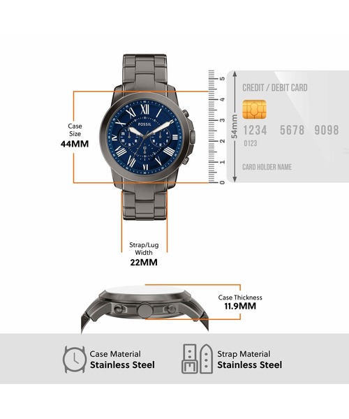 FOSSIL(フォッシル)の「フォッシル 腕時計 メンズ アナログ ステンレス FS6133(アナログ腕時計・メンズ・チャコールグレー・FREE)」の5枚目の写真