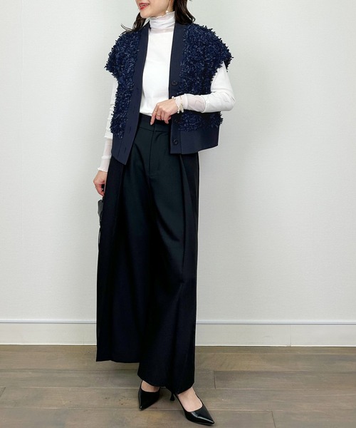 DIARIUM(ディアリウム)の「【日本製】チュール切り替えテレコプルオーバー(Tシャツ/カットソー・レディース・レッド/アイボリー/ブラック・M)」の11枚目の写真