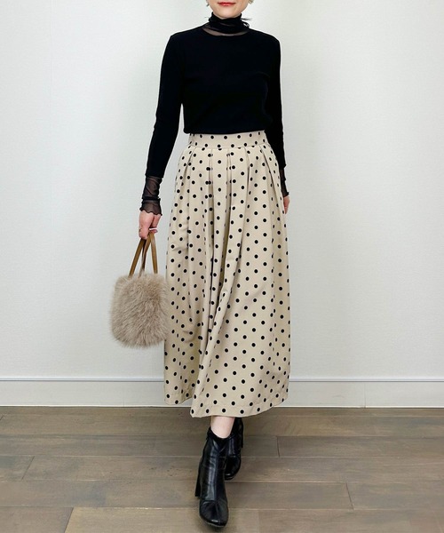 DIARIUM(ディアリウム)の「【日本製】チュール切り替えテレコプルオーバー(Tシャツ/カットソー・レディース・レッド/アイボリー/ブラック・M)」の17枚目の写真