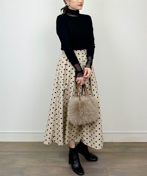 DIARIUM(ディアリウム)の「【日本製】チュール切り替えテレコプルオーバー(Tシャツ/カットソー・レディース・レッド/アイボリー/ブラック・M)」の18枚目の写真