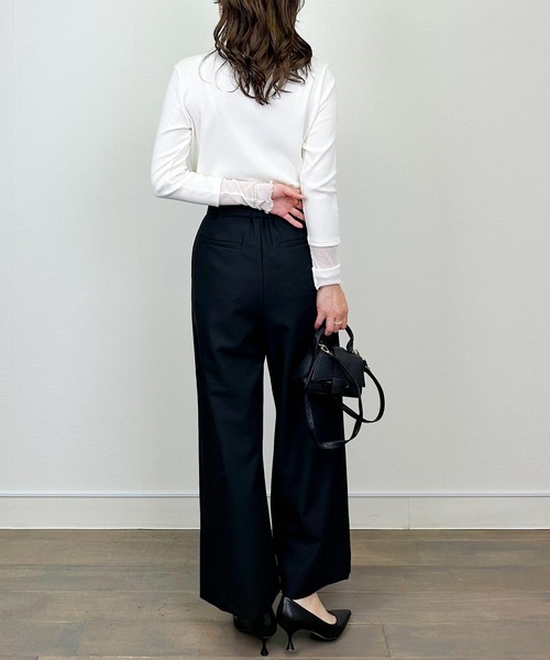 DIARIUM(ディアリウム)の「【日本製】チュール切り替えテレコプルオーバー(Tシャツ/カットソー・レディース・レッド/アイボリー/ブラック・M)」の10枚目の写真