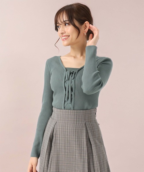 セール】2025秋冬新作 リボン編み上げ2wayニット（ニット/セーター