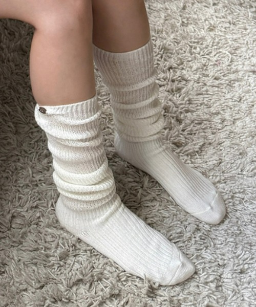Olu.(オルドット)の「【うるちん☆こみ×Olu.】ルーズフィットリブソックス(ソックス/靴下・レディース・グレー/アイボリー・FREE)」の1枚目の写真