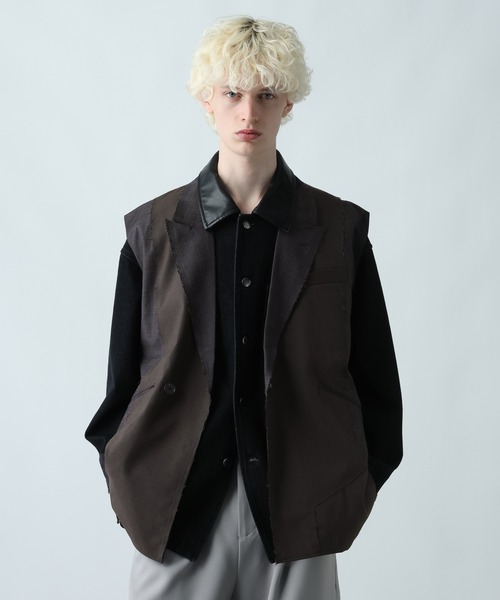HARE ベスト ブラック HARE ベスト ジレ 「SET UP対応」シックリラックスカットオフ