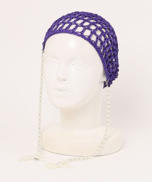 チャイハネ（チャイハネ）の「【チャイハネ】アミミパールキャップ（ニットキャップ/ビーニー・レディース・パープル/ブラック・FREE）」の9枚目の写真