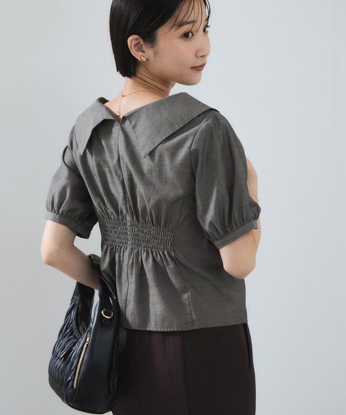 VIS（ビス）の「ビックカラーシャツブラウス（シャツ/ブラウス・レディース・チャコールグレー/ブルー・FREE）」の2枚目の写真