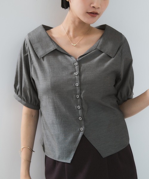 VIS（ビス）の「ビックカラーシャツブラウス（シャツ/ブラウス・レディース・チャコールグレー/ブルー・FREE）」の16枚目の写真