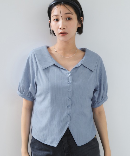 VIS（ビス）の「ビックカラーシャツブラウス（シャツ/ブラウス・レディース・チャコールグレー/ブルー・FREE）」の19枚目の写真