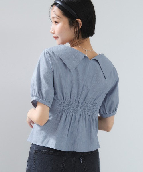 VIS（ビス）の「ビックカラーシャツブラウス（シャツ/ブラウス・レディース・チャコールグレー/ブルー・FREE）」の18枚目の写真