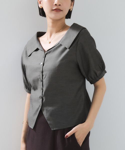 VIS（ビス）の「ビックカラーシャツブラウス（シャツ/ブラウス・レディース・チャコールグレー/ブルー・FREE）」の15枚目の写真