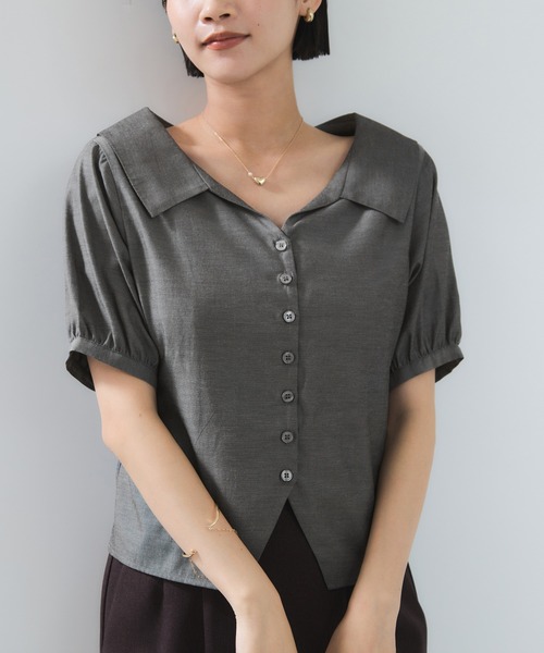 VIS（ビス）の「ビックカラーシャツブラウス（シャツ/ブラウス・レディース・チャコールグレー/ブルー・FREE）」の17枚目の写真