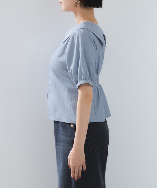 VIS（ビス）の「ビックカラーシャツブラウス（シャツ/ブラウス・レディース・チャコールグレー/ブルー・FREE）」の11枚目の写真