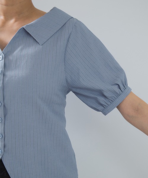 VIS（ビス）の「ビックカラーシャツブラウス（シャツ/ブラウス・レディース・チャコールグレー/ブルー・FREE）」の8枚目の写真