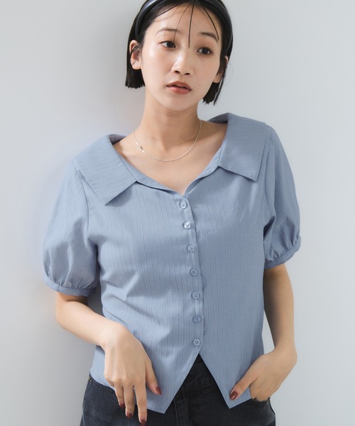 VIS（ビス）の「ビックカラーシャツブラウス（シャツ/ブラウス・レディース・チャコールグレー/ブルー・FREE）」の20枚目の写真