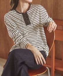 border lace up tops /ボーダーレースアップトップス