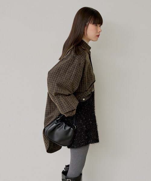 WHIMSIC（ウィムジック）の「【UNISEX】アシッドウォッシュプラッドシャツ（シャツ/ブラウス・メンズ・ネイビー/ベージュ/ブラウン・FREE）」の8枚目の写真