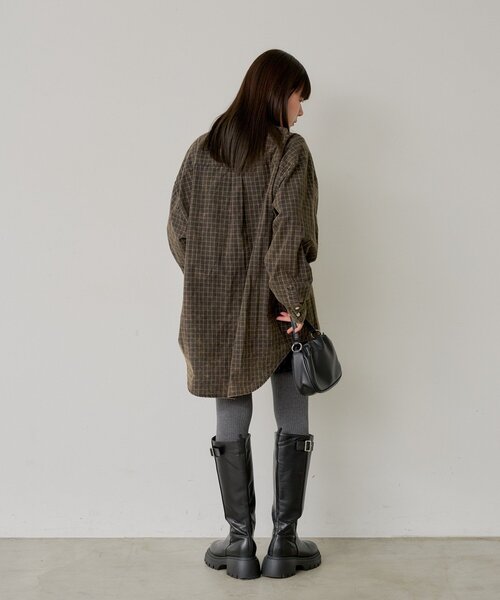 WHIMSIC（ウィムジック）の「【UNISEX】アシッドウォッシュプラッドシャツ（シャツ/ブラウス・メンズ・ネイビー/ベージュ/ブラウン・FREE）」の14枚目の写真