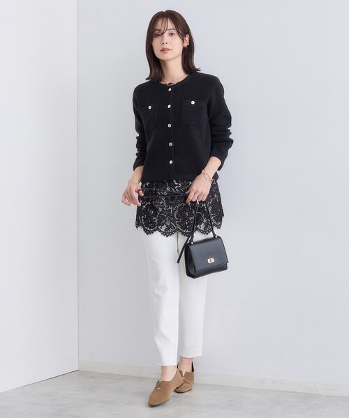 INDIVI(インディヴィ)の「【ミニブークレ素材】ジャケットライクカーディガン(カーディガン/ボレロ・レディース・ブラック/ネイビー/ライトグレー系4・05/13/15 /34/38)」の7枚目の写真