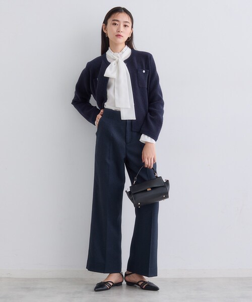 INDIVI(インディヴィ)の「【ミニブークレ素材】ジャケットライクカーディガン(カーディガン/ボレロ・レディース・ブラック/ネイビー/ライトグレー系4・05/13/15 /34/38)」の11枚目の写真