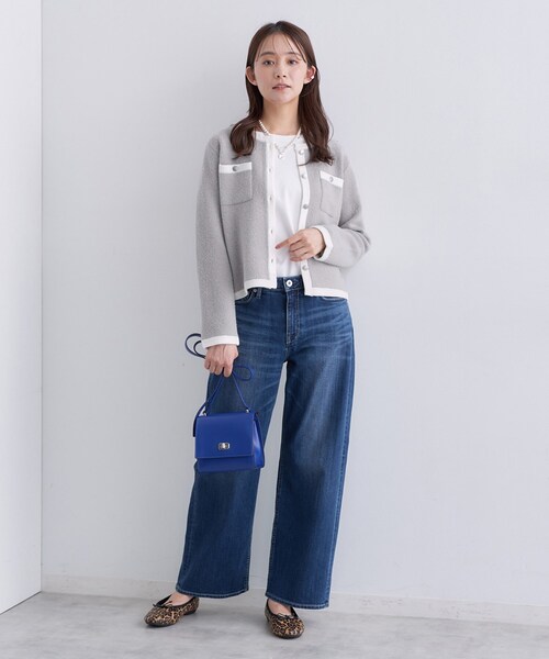 INDIVI(インディヴィ)の「【ミニブークレ素材】ジャケットライクカーディガン(カーディガン/ボレロ・レディース・ブラック/ネイビー/ライトグレー系4・05/13/15 /34/38)」の15枚目の写真