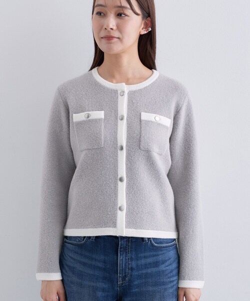 INDIVI(インディヴィ)の「【ミニブークレ素材】ジャケットライクカーディガン(カーディガン/ボレロ・レディース・ブラック/ネイビー/ライトグレー系4・05/13/15 /34/38)」の17枚目の写真