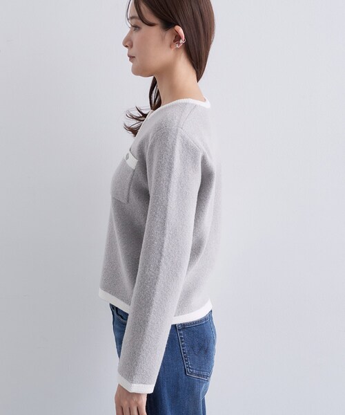 INDIVI(インディヴィ)の「【ミニブークレ素材】ジャケットライクカーディガン(カーディガン/ボレロ・レディース・ブラック/ネイビー/ライトグレー系4・05/13/15 /34/38)」の18枚目の写真