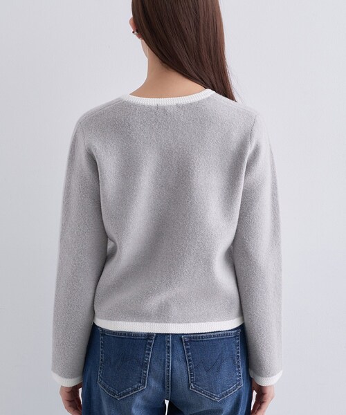 INDIVI(インディヴィ)の「【ミニブークレ素材】ジャケットライクカーディガン(カーディガン/ボレロ・レディース・ブラック/ネイビー/ライトグレー系4・05/13/15 /34/38)」の19枚目の写真