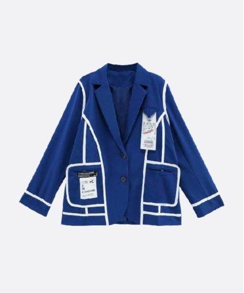Contrast Piping Blue Jacket