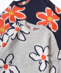 Allover Jacquard Knit/オーバーサイズ 総柄 ジャガードニット/セーター/レディース メンズ