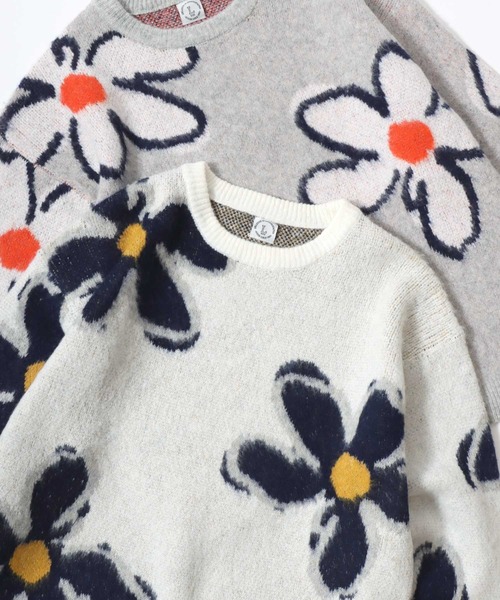 Lazar(ラザル)の「Allover Jacquard Knit/オーバーサイズ 総柄 ジャガードニット/セーター/レディース メンズ(ニット/セーター・レディース・アイボリー/グレー系その他/ブラック/グレー/ホワイト系その他/ネイビー・M/L)」の2枚目の写真