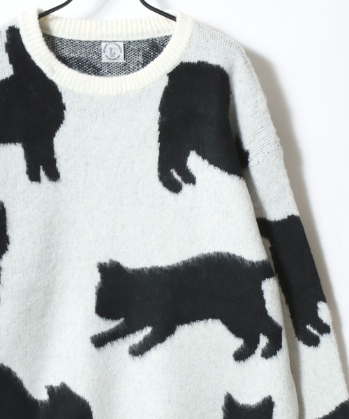 Lazar(ラザル)の「Allover Jacquard Knit/オーバーサイズ 総柄 ジャガードニット/セーター/レディース メンズ(ニット/セーター・レディース・アイボリー/グレー系その他/ブラック/グレー/ホワイト系その他/ネイビー・M/L)」の8枚目の写真
