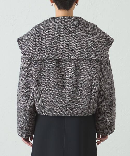 CAST:（キャストコロン）の「ヘリンボンツィードショールカラーコート（その他アウター・レディース・ネイビー/グレー系その他2・M/S）」の7枚目の写真