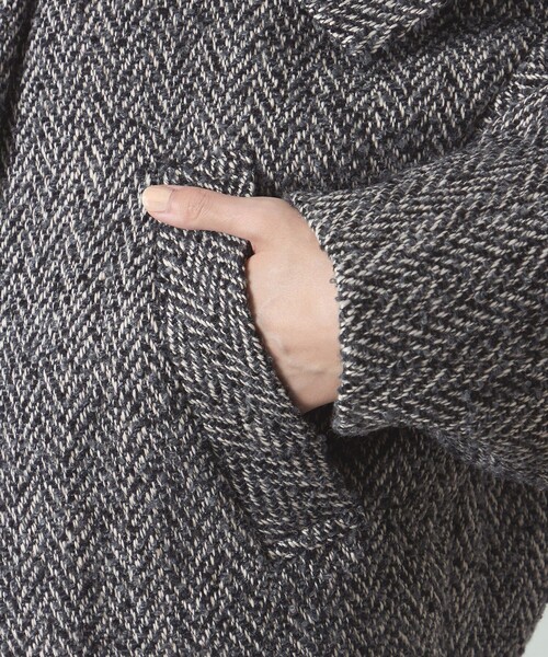 CAST:（キャストコロン）の「ヘリンボンツィードショールカラーコート（その他アウター・レディース・ネイビー/グレー系その他2・M/S）」の9枚目の写真