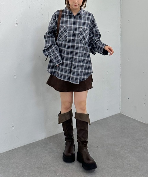 archives（アルシーヴ）の「ＴＲチェックミドルシャツ（シャツ/ブラウス・レディース・ワイン/ブラウン/ネイビー・MEDIUM）」の22枚目の写真