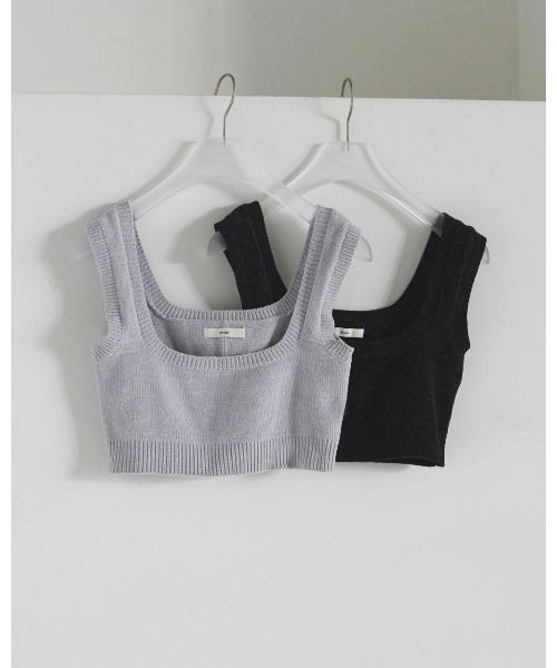 anuke（アンヌーク）の「anuke Velour Knit Tanktop 62520535（タンクトップ・レディース・ライトブルー/ブラック・FREE）」の3枚目の写真