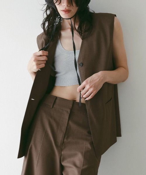 anuke（アンヌーク）の「anuke Velour Knit Tanktop 62520535（タンクトップ・レディース・ライトブルー/ブラック・FREE）」の8枚目の写真