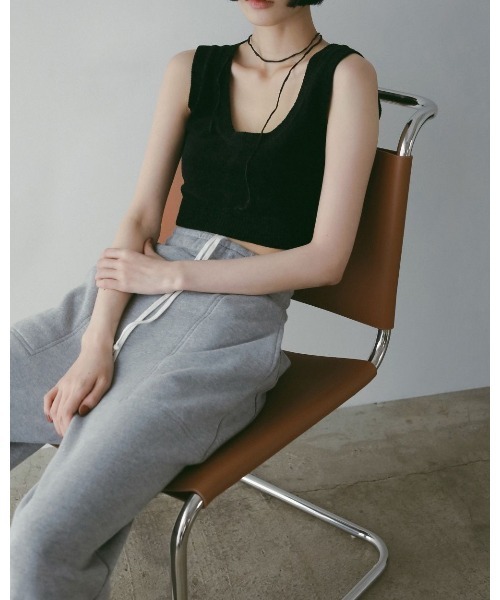 anuke（アンヌーク）の「anuke Velour Knit Tanktop 62520535（タンクトップ・レディース・ライトブルー/ブラック・FREE）」の12枚目の写真