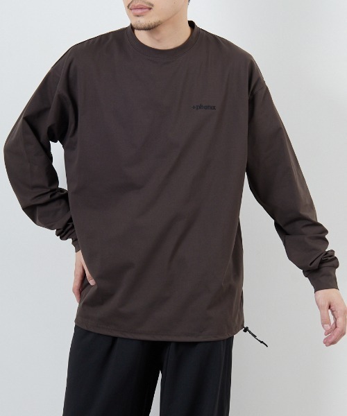 +phenix（プラスフェニックス）の「[＋phenix/プラスフェニックス] 別注 ワンポイント刺繍ロゴ ドローコードロンT（Tシャツ/カットソー・メンズ・ホワイト/ブラック/グレイッシュベージュ/チャコールグレー・M/L/XL）」の3枚目の写真