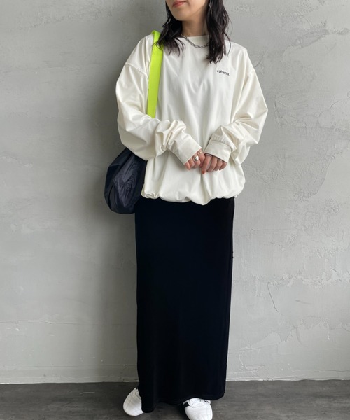 +phenix（プラスフェニックス）の「[＋phenix/プラスフェニックス] 別注 ワンポイント刺繍ロゴ ドローコードロンT（Tシャツ/カットソー・メンズ・ホワイト/ブラック/グレイッシュベージュ/チャコールグレー・M/L/XL）」の7枚目の写真