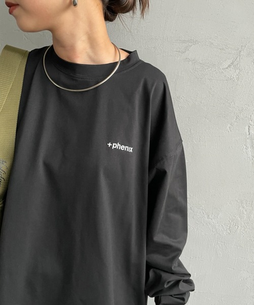 +phenix（プラスフェニックス）の「[＋phenix/プラスフェニックス] 別注 ワンポイント刺繍ロゴ ドローコードロンT（Tシャツ/カットソー・メンズ・ホワイト/ブラック/グレイッシュベージュ/チャコールグレー・M/L/XL）」の17枚目の写真