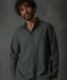 C DIEM（カルペディエム）の「C DIEM(カルペディエム)ウール混 メタルボタン バンドカラーシャツ 長袖シャツ(速乾性/保温性)（シャツ/ブラウス）」