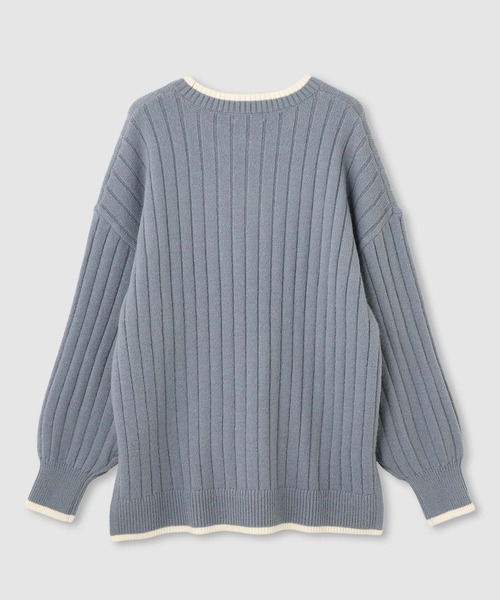 NAVY(ネイビー)の「nAvy もちり配色クルーネック(ニット/セーター・レディース・ベージュ/ブラック/チャコールグレー/ミント/ダークブルー・L/M)」の6枚目の写真