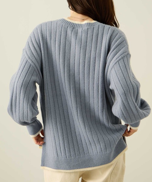 NAVY(ネイビー)の「nAvy もちり配色クルーネック(ニット/セーター・レディース・ベージュ/ブラック/チャコールグレー/ミント/ダークブルー・L/M)」の11枚目の写真