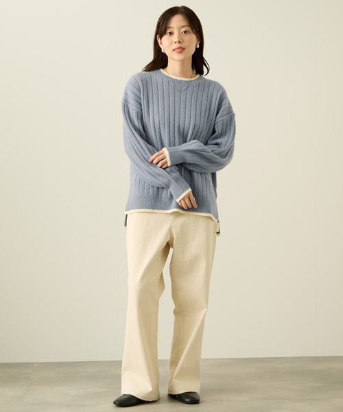 NAVY(ネイビー)の「nAvy もちり配色クルーネック(ニット/セーター・レディース・ベージュ/ブラック/チャコールグレー/ミント/ダークブルー・L/M)」の12枚目の写真