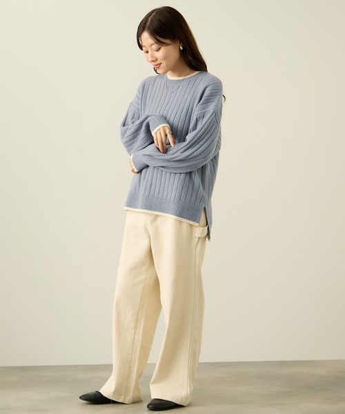 NAVY(ネイビー)の「nAvy もちり配色クルーネック(ニット/セーター・レディース・ベージュ/ブラック/チャコールグレー/ミント/ダークブルー・L/M)」の13枚目の写真
