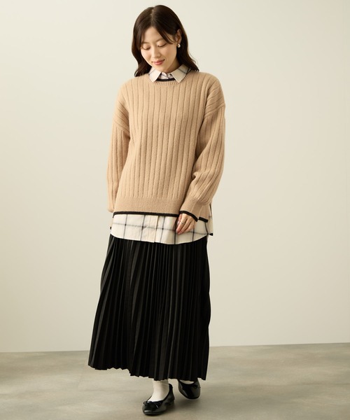 NAVY(ネイビー)の「nAvy もちり配色クルーネック(ニット/セーター・レディース・ベージュ/ブラック/チャコールグレー/ミント/ダークブルー・L/M)」の15枚目の写真