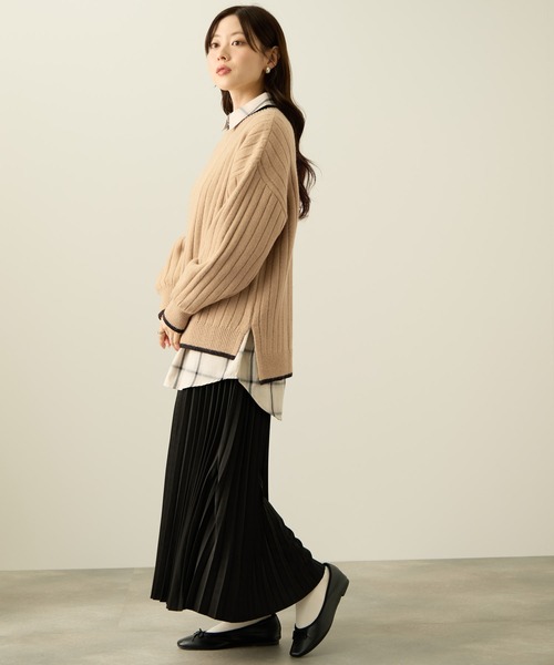 NAVY(ネイビー)の「nAvy もちり配色クルーネック(ニット/セーター・レディース・ベージュ/ブラック/チャコールグレー/ミント/ダークブルー・L/M)」の16枚目の写真